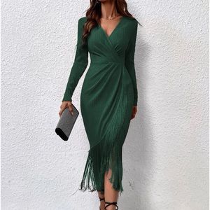Green fringe dress